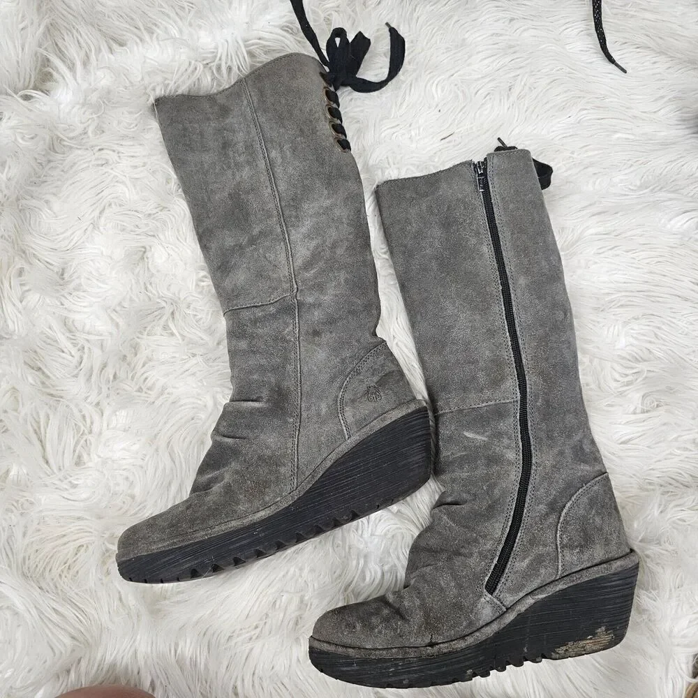 Fly London 'Yust' Knee High Platform Wedge Boot (Women) Size 40 9.5/10